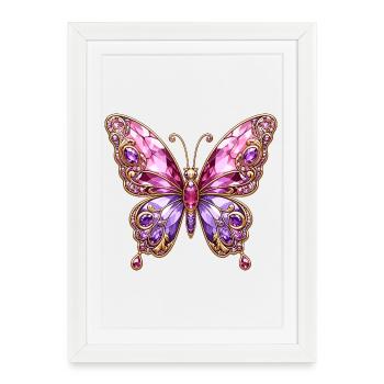 Papillon Jewel Papillon Rose Sparkle - Affiche encadrée (27 × 37 cm) - blanc - Devant