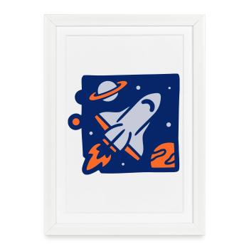 Space Rocket Illustration - Framed poster (27 × 37 cm) - white - Front