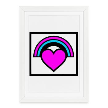 Graphique de cadre en forme de cœur arc-en-ciel - Affiche encadrée (27 × 37 cm) - blanc - Devant