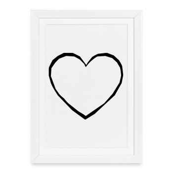 Coeur - Affiche encadrée (27 × 37 cm) - blanc - Devant