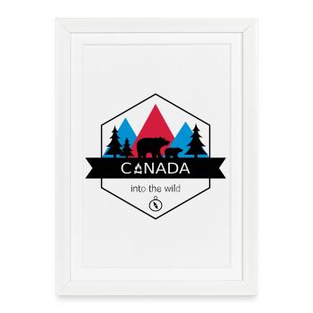 Le Canada dans la nature avec les ours et la forêt - Affiche encadrée (27 × 37 cm) - blanc - Devant