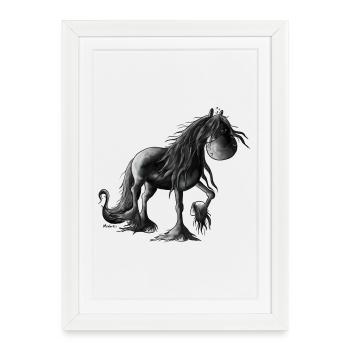 „Black Peal“ - Frison cheval - Affiche encadrée (27 × 37 cm) - blanc - Devant