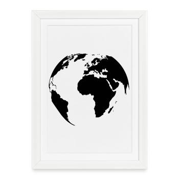 weltkugel-schwarz - Gerahmtes Poster (27 × 37 cm) - Weiß - Vorne