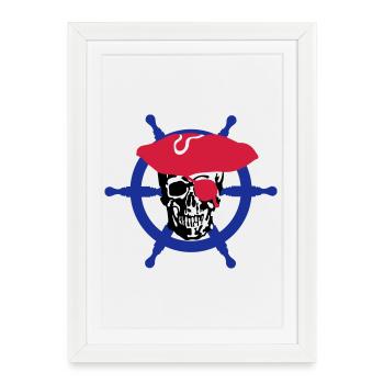 skull pirate - Affiche encadrée (27 × 37 cm) - blanc - Devant