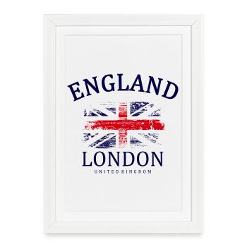 Distressed Union Jack London Emblem - Framed poster (27 × 37 cm) - white - Front