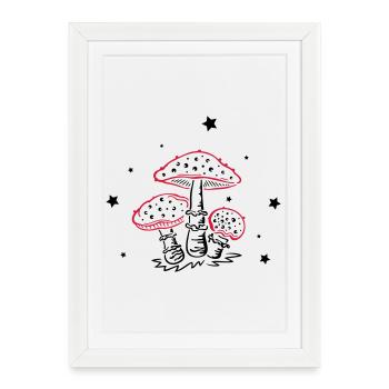 Fly agaric, fungi with stars, mushrooms - Framed poster (27 × 37 cm) - white - Front