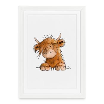 Bovins des Highlands écossais I Vache des Highlands - Affiche encadrée (27 × 37 cm) - blanc - Devant