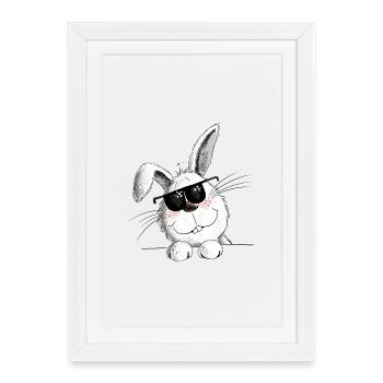 Cool rabbit with sunglasses rabbit motif rabbit - Framed poster (27 × 37 cm) - white - Front