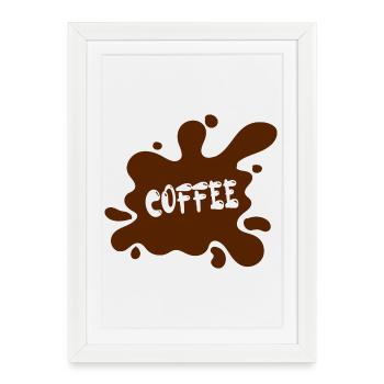 Tache de café au design artistique - Affiche encadrée (27 × 37 cm) - blanc - Devant
