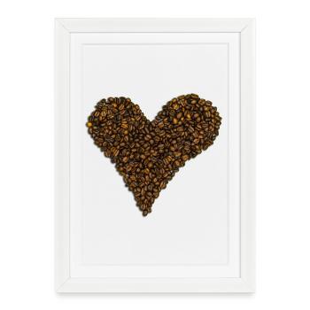 A heart made from coffee beans - Framed poster (27 × 37 cm) - white - Front