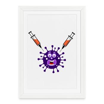 Seringue seringue corona - Affiche encadrée (27 × 37 cm) - blanc - Devant
