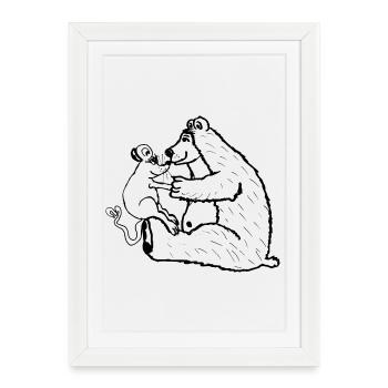 Souris et ours - Souris Ours Amour - Affiche encadrée (27 × 37 cm) - blanc - Devant