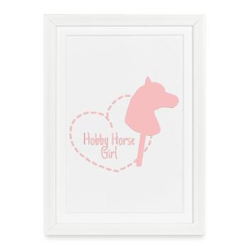 Cheval de loisir Horsing Steckenpferd GIRL - Affiche encadrée (27 × 37 cm) - blanc - Devant