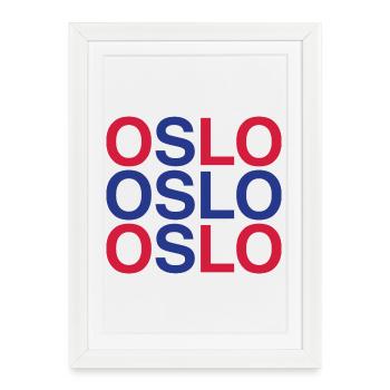 OSLO Drapeau norvégien - Norvégien - Norvège - Affiche encadrée (27 × 37 cm) - blanc - Devant