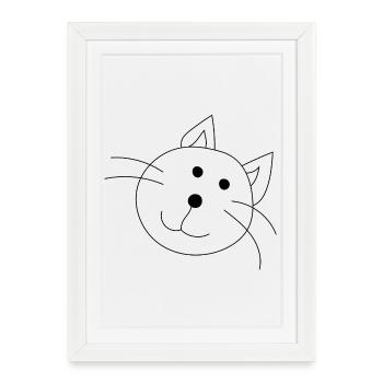 Drôle de chat - Affiche encadrée (27 × 37 cm) - blanc - Devant