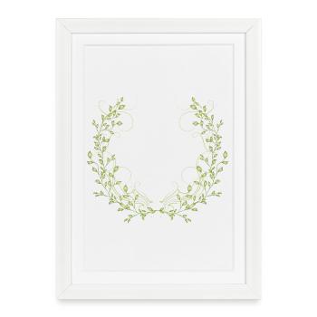 delicately bright green branches with fine lines - Framed poster (27 × 37 cm) - white - Front