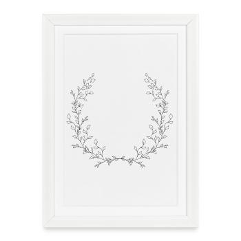 delicately drawn branches as half wreath - Framed poster (27 × 37 cm) - white - Front