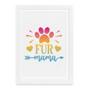 Maman à fourrure - Affiche encadrée (27 × 37 cm) - blanc - Devant