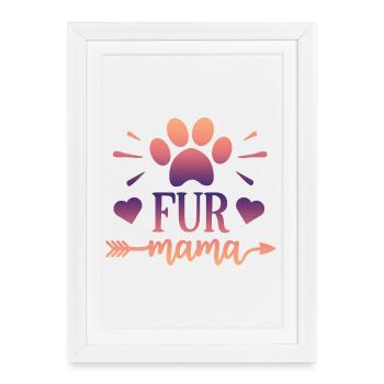 Maman à fourrure - Affiche encadrée (27 × 37 cm) - blanc - Devant