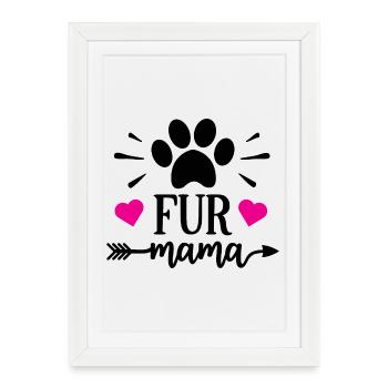 Maman à fourrure - Affiche encadrée (27 × 37 cm) - blanc - Devant
