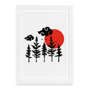 Black trees and red sun - Framed poster (27 × 37 cm) - white - Front