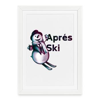Après Ski – Funny Snowman - Framed poster (27 × 37 cm) - white - Front