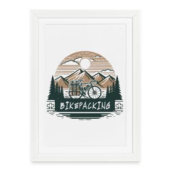 Gravel Bike Mountain Bikepacking Adventure Design - Affiche encadrée (27 × 37 cm) - blanc - Devant