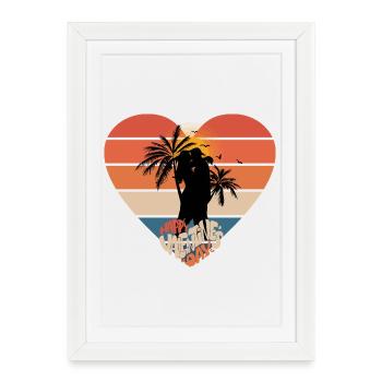 Sunset Love Kiss Heart Design - Framed poster (27 × 37 cm) - white - Front