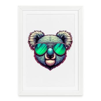 Koala avec des lunettes de soleil vertes - Affiche encadrée (27 × 37 cm) - blanc - Devant