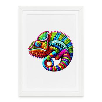 Caméléon - Affiche encadrée (27 × 37 cm) - blanc - Devant