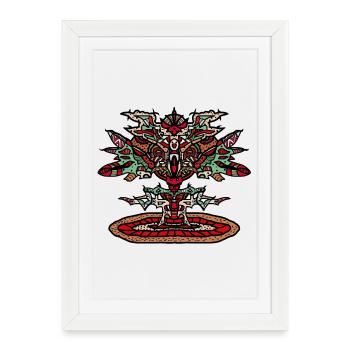 Tatouage d’arbre dragon robot - Affiche encadrée (27 × 37 cm) - blanc - Devant