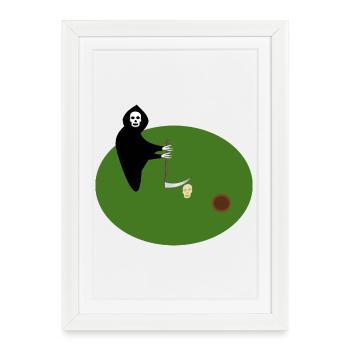 grim reaper Skull golf Gothic Fantasy Art - Framed poster (27 × 37 cm) - white - Front