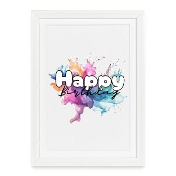 Happy birthday , Congratulations Birthday - Framed poster (27 × 37 cm) - white - Front