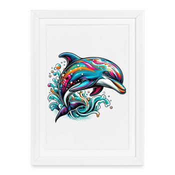 Dauphin - Affiche encadrée (27 × 37 cm) - blanc - Devant