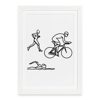 Croquis de triathlon - Affiche encadrée (27 × 37 cm) - blanc - Devant