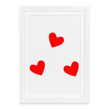 LOVE. CŒUR. CŒURS. COEUR. FÊTE DES PERES - Affiche encadrée (27 × 37 cm) - blanc - Devant