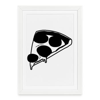 Croquis de pizza - Affiche encadrée (27 × 37 cm) - blanc - Devant