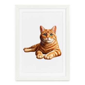 Realistic Orange Tabby Cat Portrait - Framed poster (27 × 37 cm) - white - Front