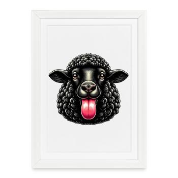 Famille rebelle, le mouton noir fait la langue - Affiche encadrée (27 × 37 cm) - blanc - Devant
