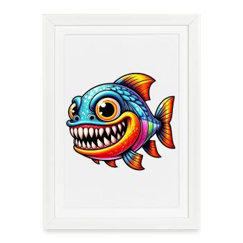 Piranha - Affiche encadrée (27 × 37 cm) - blanc - Devant