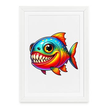 Piranha - Affiche encadrée (27 × 37 cm) - blanc - Devant