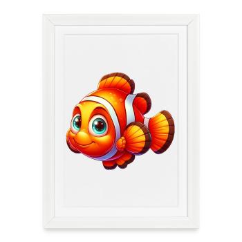 Poisson-clown - Affiche encadrée (27 × 37 cm) - blanc - Devant