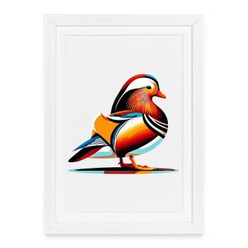 Canard mandarin - Affiche encadrée (27 × 37 cm) - blanc - Devant