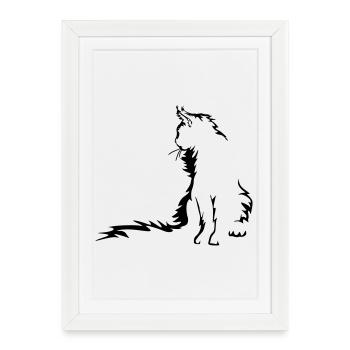 Chat Maine Coon - Affiche encadrée (27 × 37 cm) - blanc - Devant