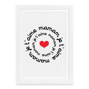 Je t'aime maman / fête des mères - Affiche encadrée (27 × 37 cm) - blanc - Devant