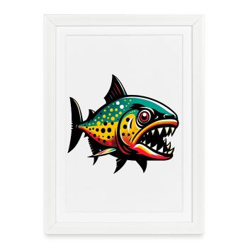Piranha - Affiche encadrée (27 × 37 cm) - blanc - Devant