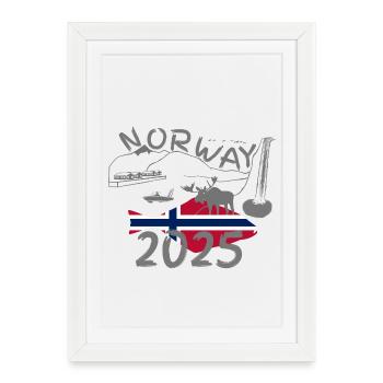 Norway 2025 Halibut with mountains and moose fishing - Framed poster (27 × 37 cm) - white - Front