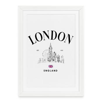 Emblème minimal de l’Union Jack - Affiche encadrée (27 × 37 cm) - blanc - Devant
