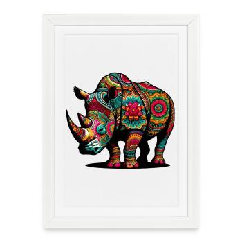 Rhinocéros - Affiche encadrée (27 × 37 cm) - blanc - Devant