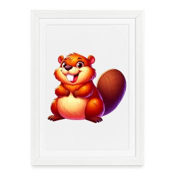 Beaver - Framed poster (27 × 37 cm) - white - Front